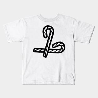Two Candy Canes for Christmas Line Art Kids T-Shirt